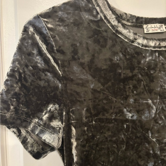 Intimately Free People green crushed velvet teddy baby tee size M - Picture 6 of 8